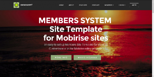 Mobirise Membership System Template for v3.08 to 3.12.1 from RichoSoft Squared